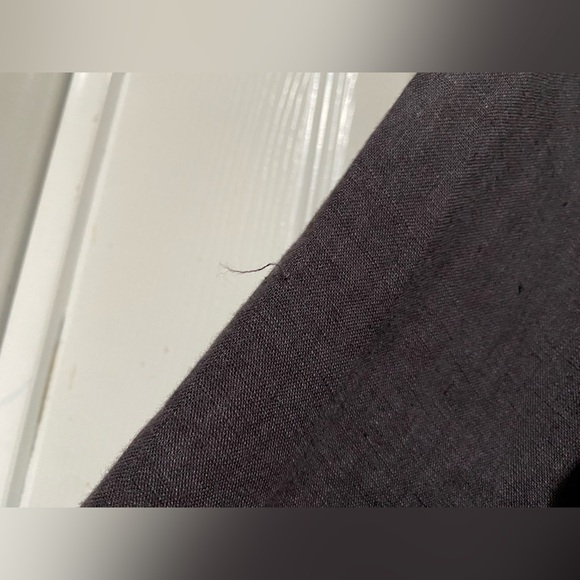 FLAX Long Sleeve Peplum Blouse Shirt Charcoal Button Linen Lagenlook Size Large - Picture 5 of 10